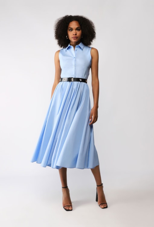 Vestido camiseiro midi com cinto