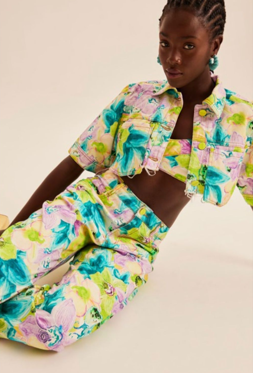 Casaco Cropped Estampa Floral