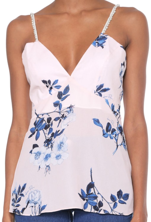 Top de alças com pérolas