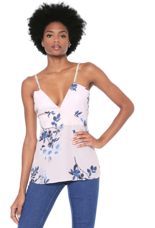 Top de alças com pérolas