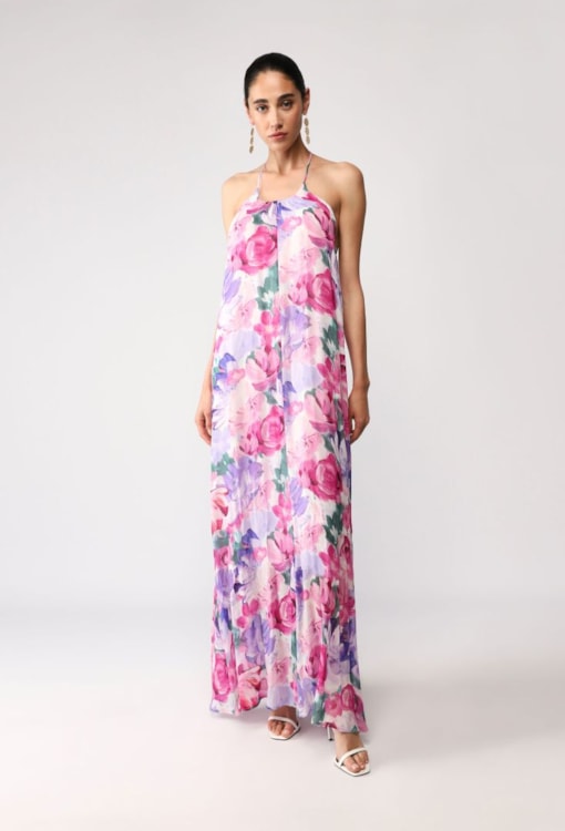 Vestido Halter com Estampa Floral