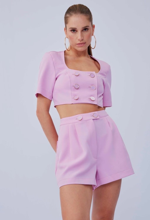 Top Cropped com Botões