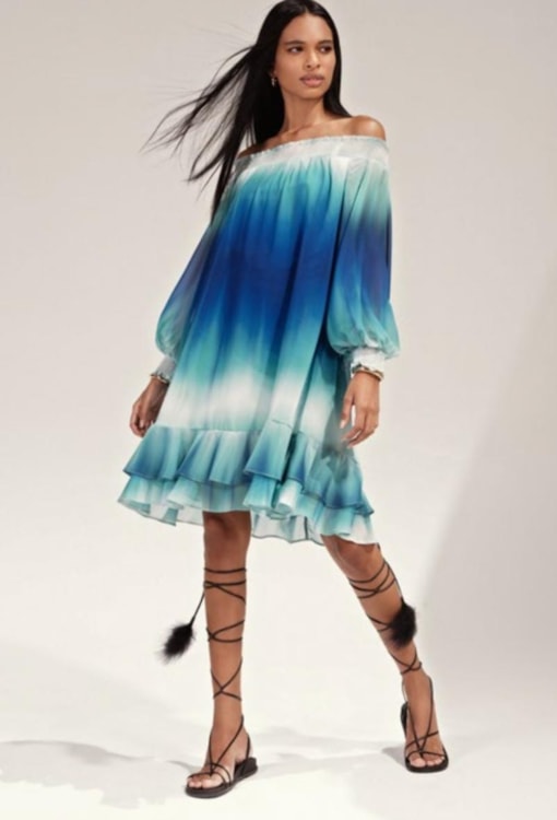 Vestido Tie-Dye com Decote em Barco