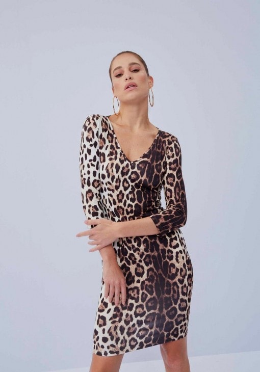 Vestido justo animal print