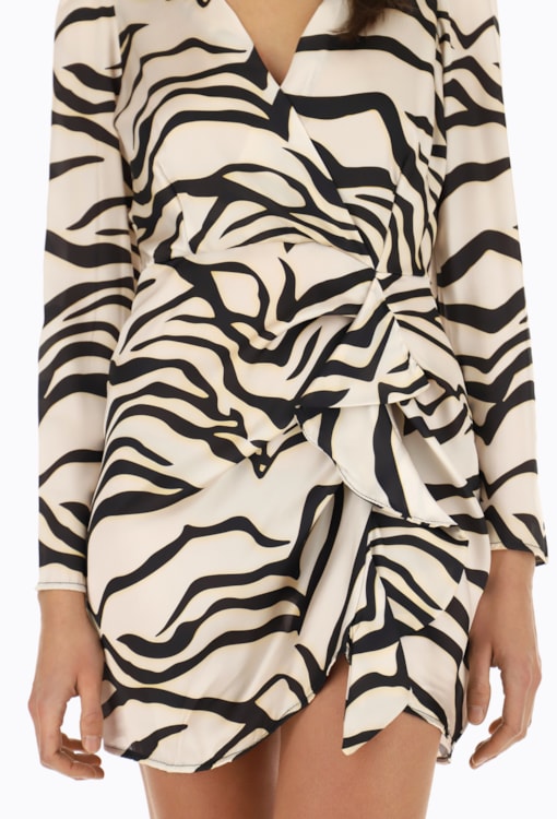 Vestido Cruzado Estampa Zebra