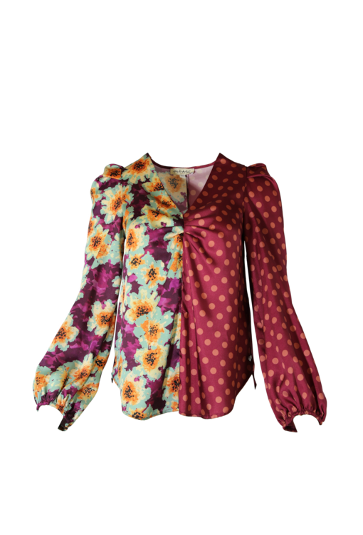 Blusa acetinada estampada