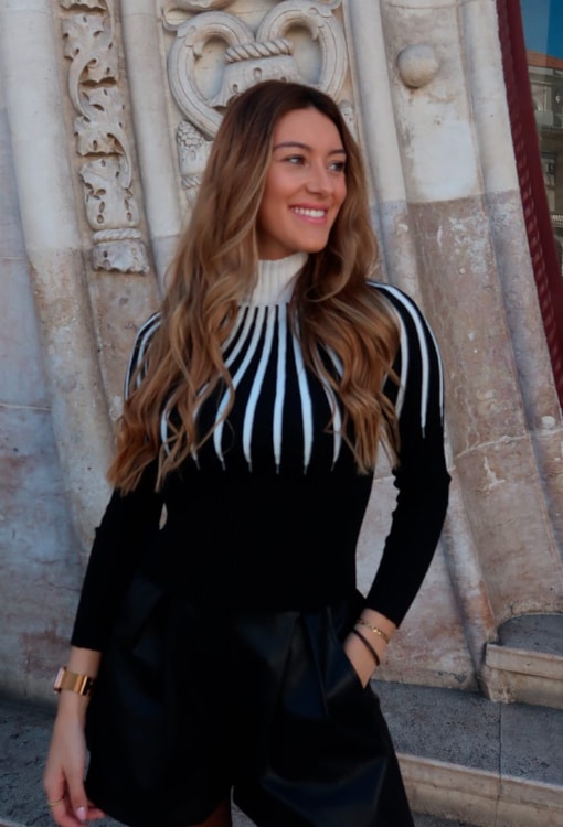 Camisola de malha canelada