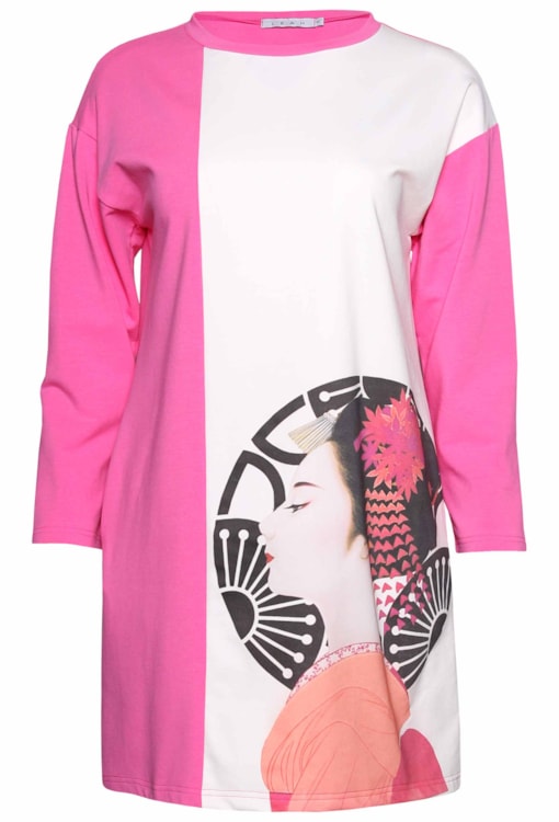 Vestido amplo com estampado