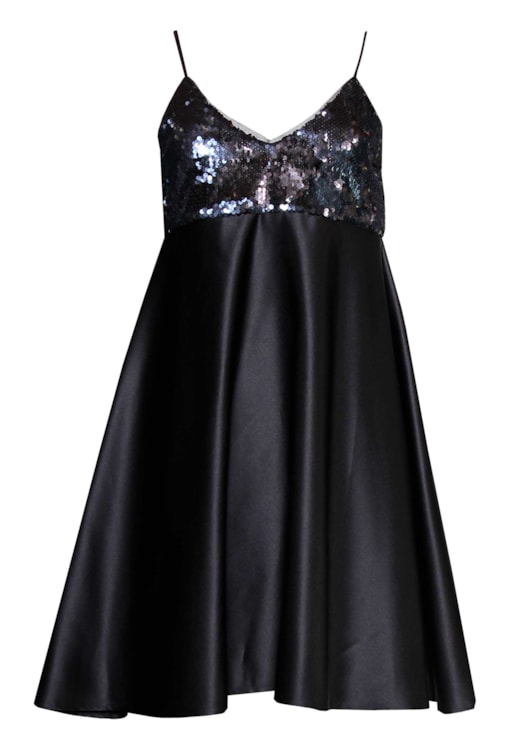 Vestido acetinado com lantejoulas