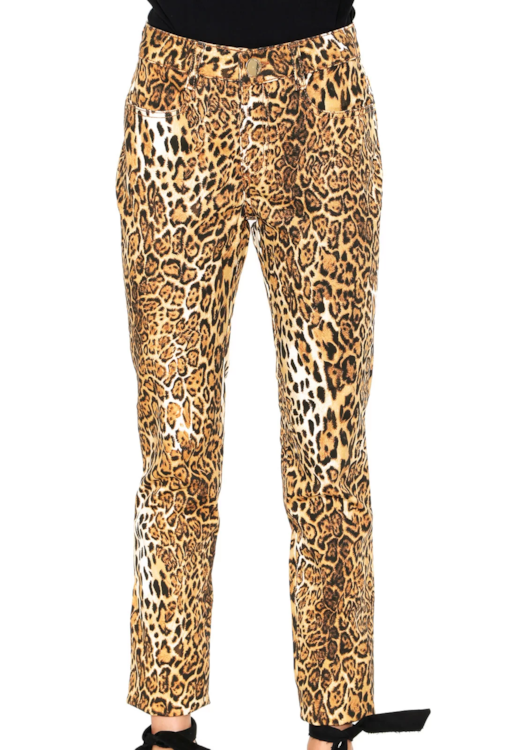 Calças skinny com padrão leopardo