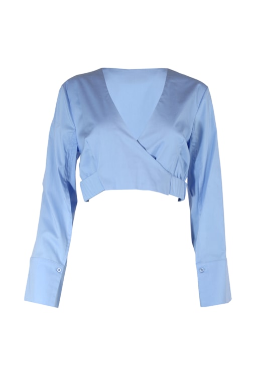 Camisa cropped com decote em V