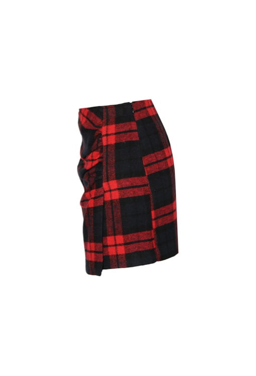 Saia curta drapeada em xadrez