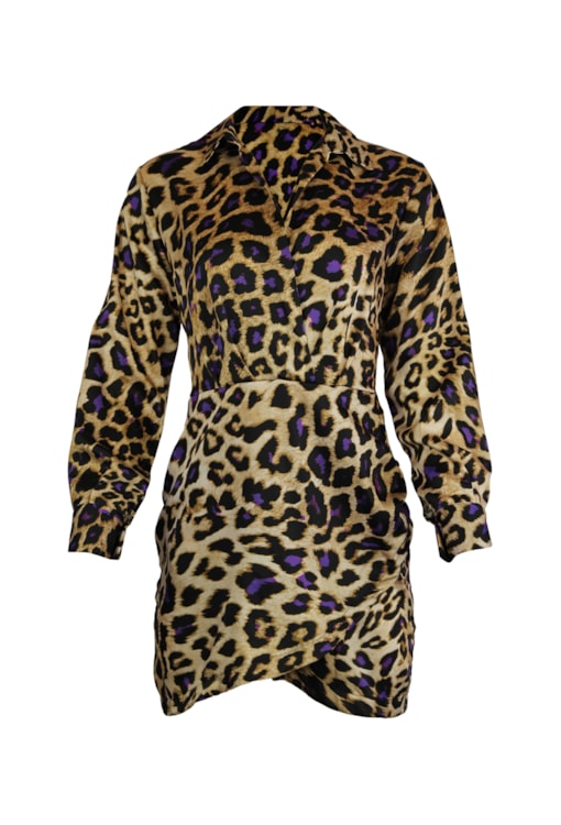 Vestido cruzado em leopardo