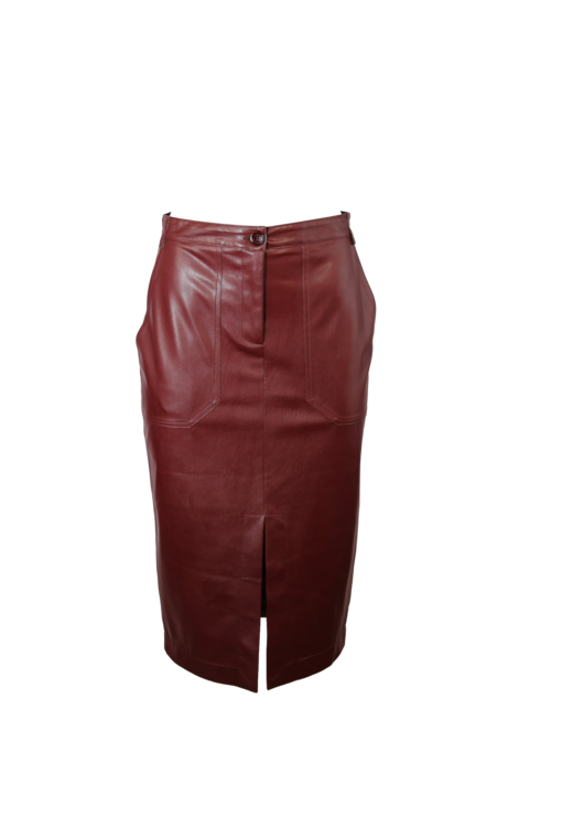 Saia midi efeito pele com fenda