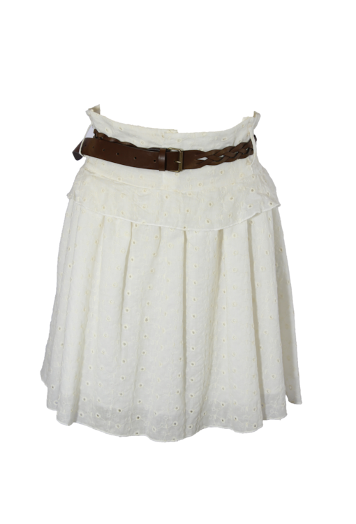 Saia curta bordada com cinto