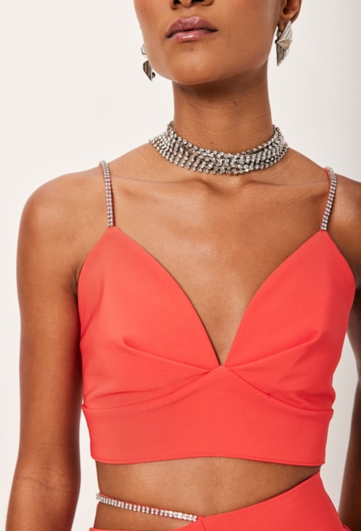 Top Alfaiataria Com Alças Brilhantes