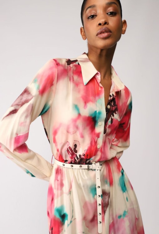 Vestido Camiseiro Estampado com Cinto