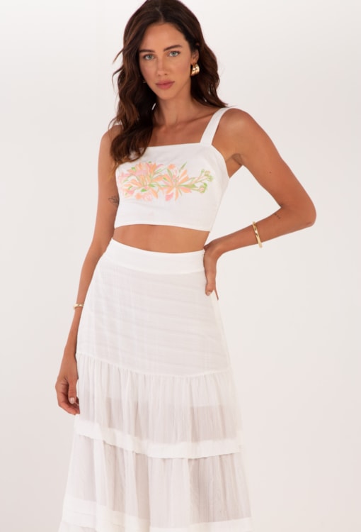 Top Cropped com Bordados